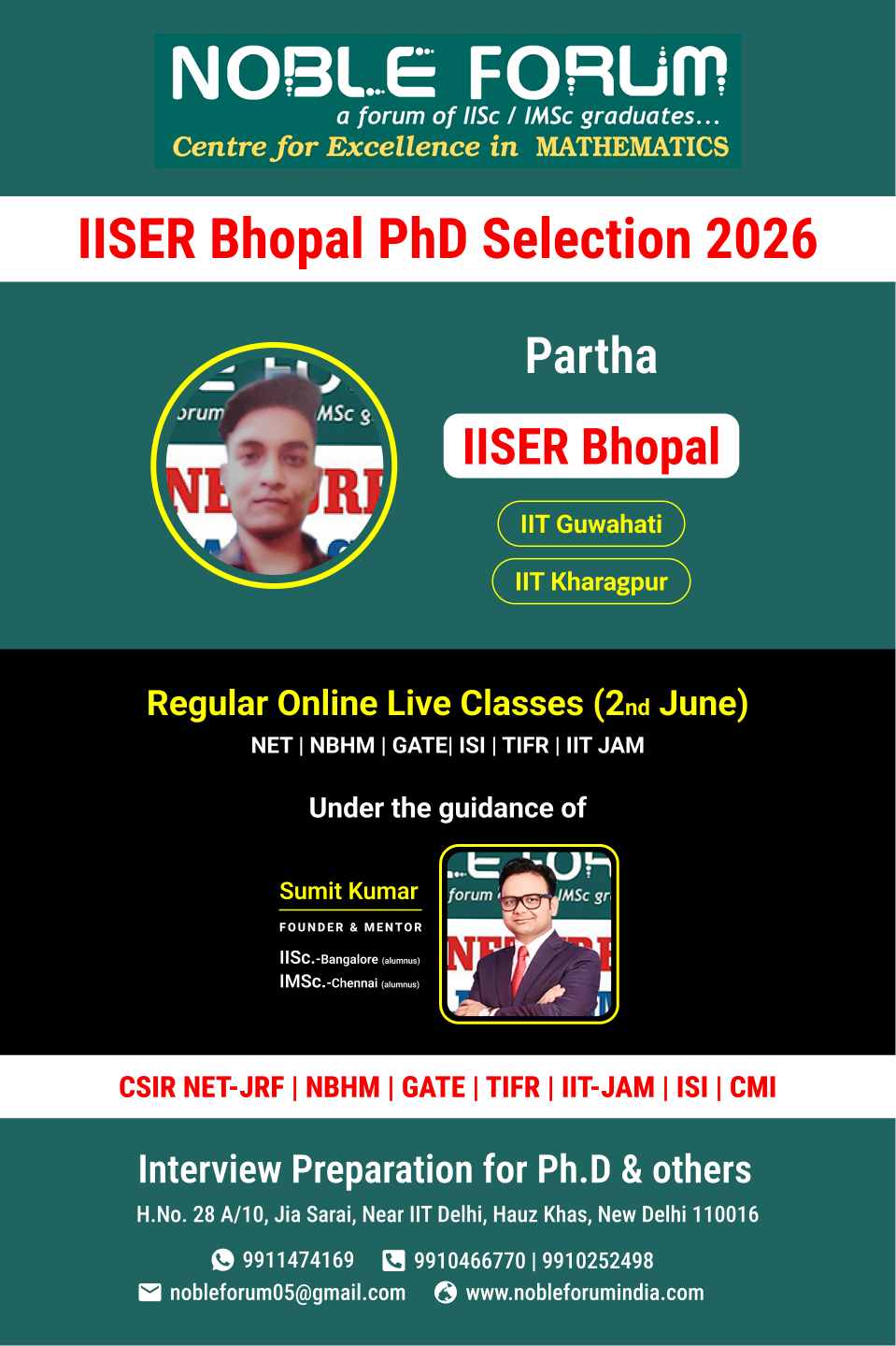 Partha _ IISER Bhopal PhD Selection 2026